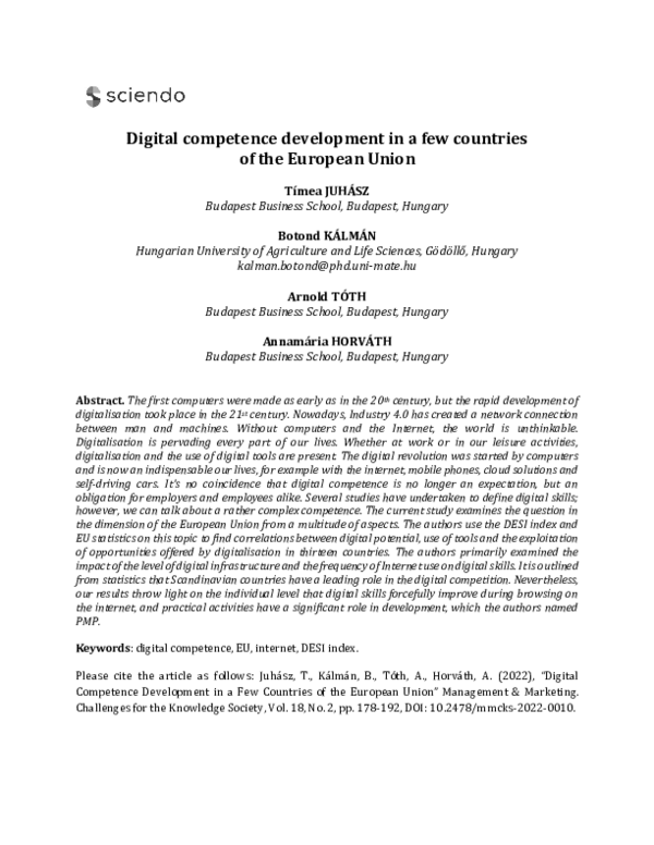 (PDF) Digital competence development in a few countries of the European ...