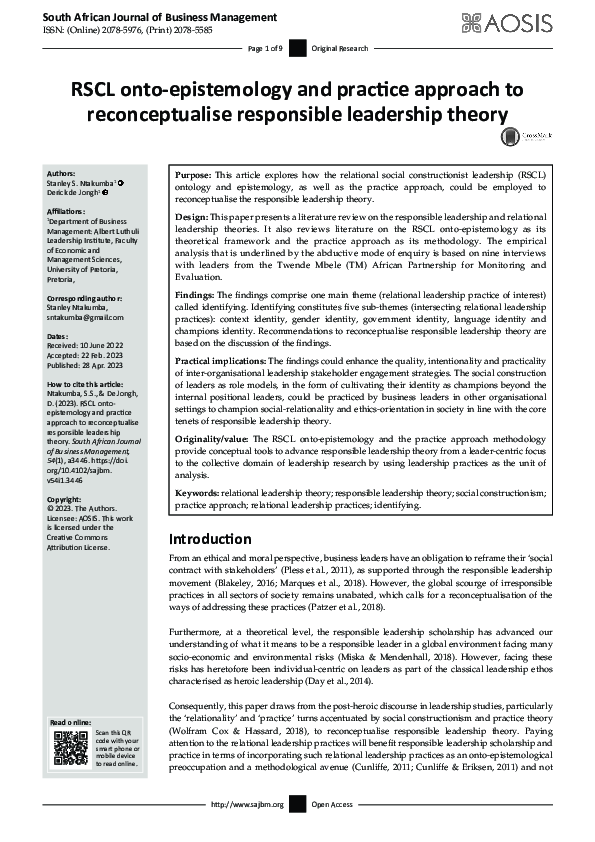 (PDF) RSCL onto-epistemology and practice approach to reconceptualise ...