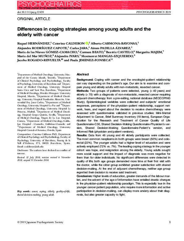 (PDF) Differences in coping strategies among young adults and the ...