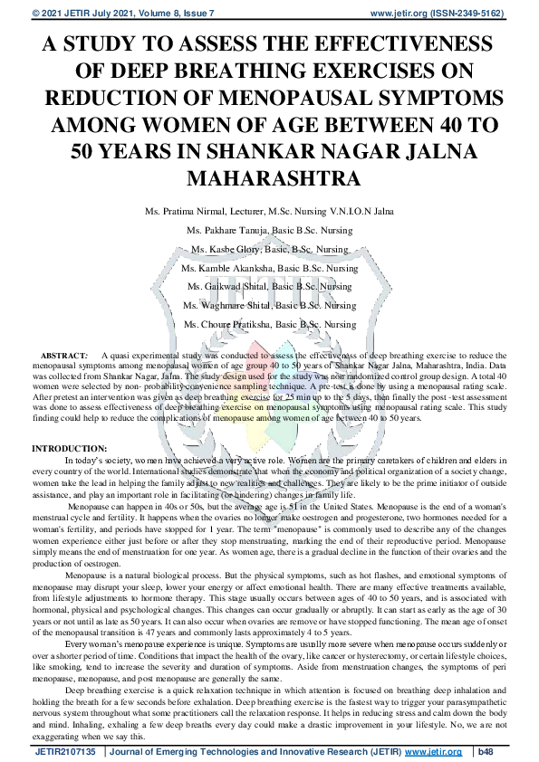 (PDF) A Study to Assess the Effectiveness of Deep Breathing Exercise on ...