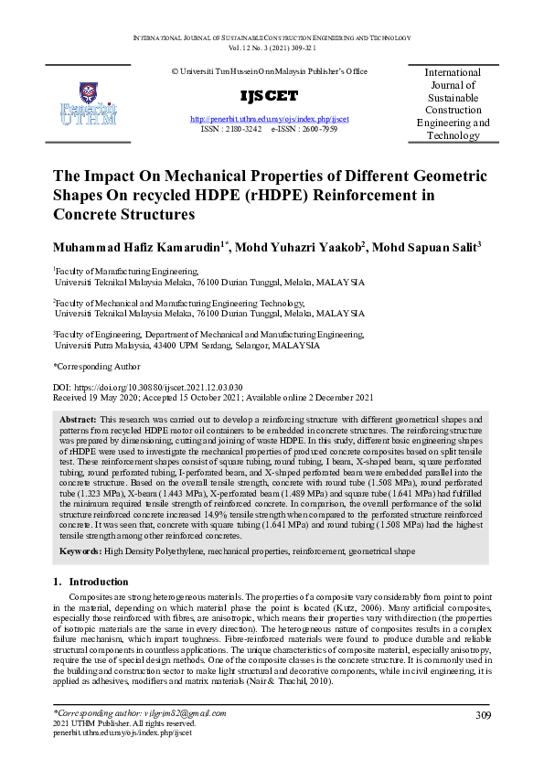 (PDF) The Impact On Mechanical Properties of Different Geometric Shapes ...