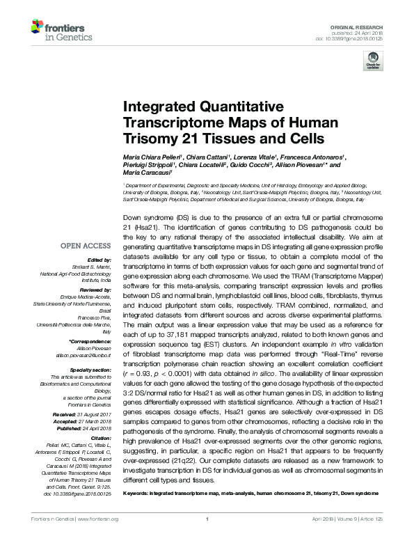(PDF) Integrated Quantitative Transcriptome Maps of Human Trisomy 21 ...