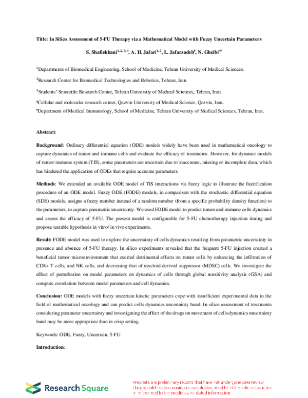 (PDF) In Silico Assessment of 5-FU Therapy via A Mathematical Model ...