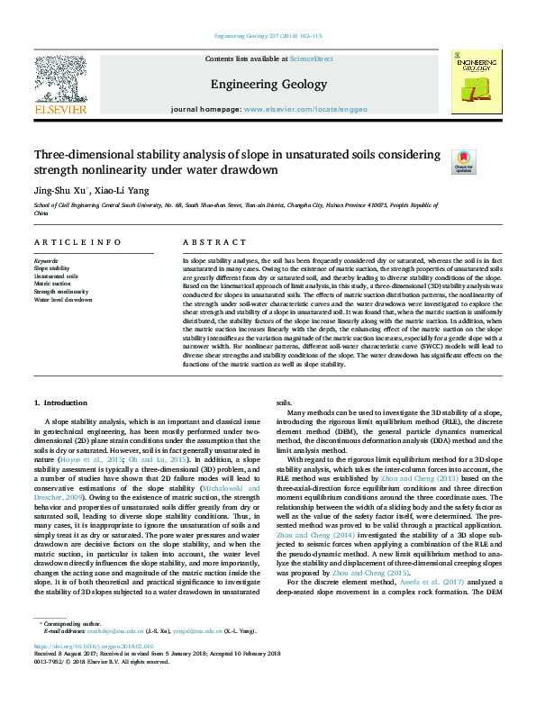 (PDF) Three-dimensional stability analysis of slopes in hard soil/soft ...