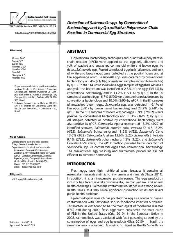 (PDF) Detection of Salmonella spp. by Conventional Bacteriology and by ...