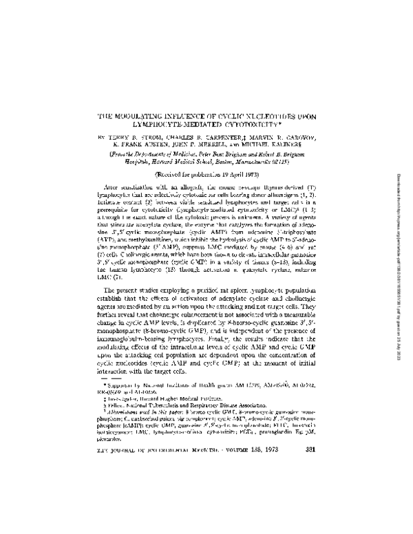 (PDF) The Modulating Influence of Cyclic Nucleotides Upon Lymphocyte ...