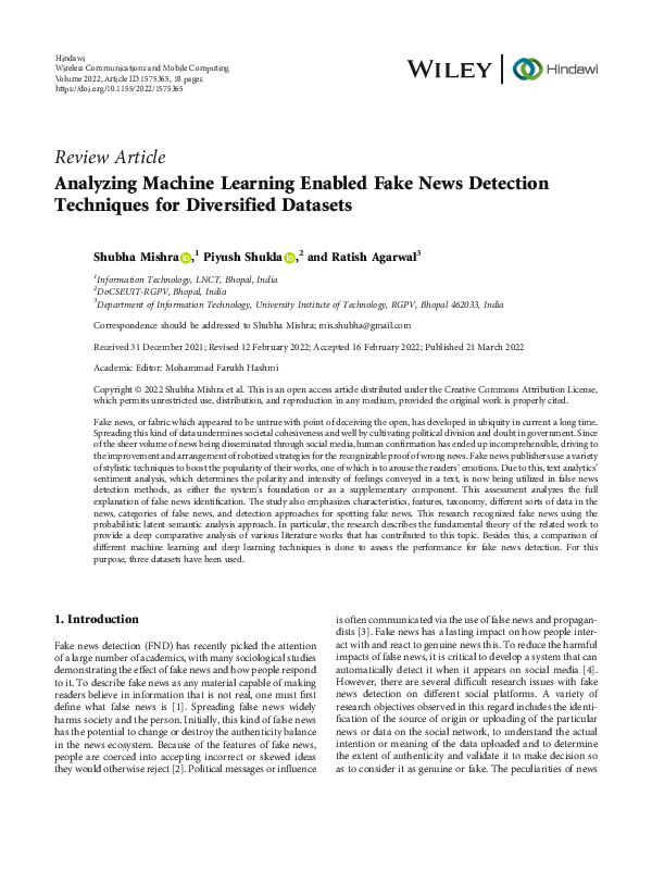 (PDF) Analyzing Machine Learning Enabled Fake News Detection Techniques ...