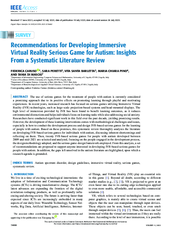 (PDF) Recommendations for Developing Immersive Virtual Reality Serious ...