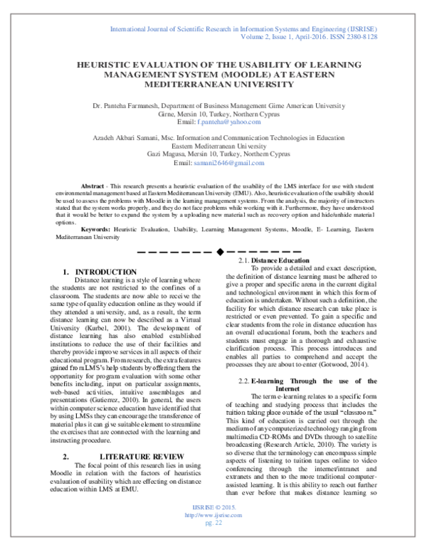 (PDF) Heuristic Evaluation of the Usability of Learning Management ...