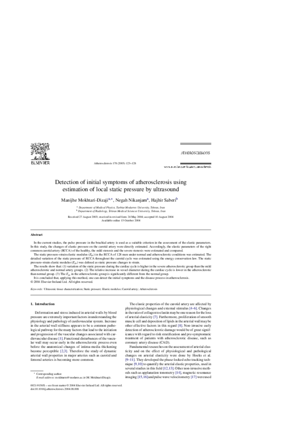 (PDF) Detection of initial symptoms of atherosclerosis using estimation ...