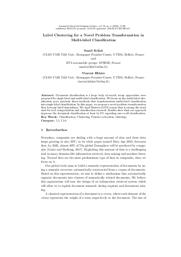 (PDF) Label Clustering for a Novel Problem Transformation in Multi ...