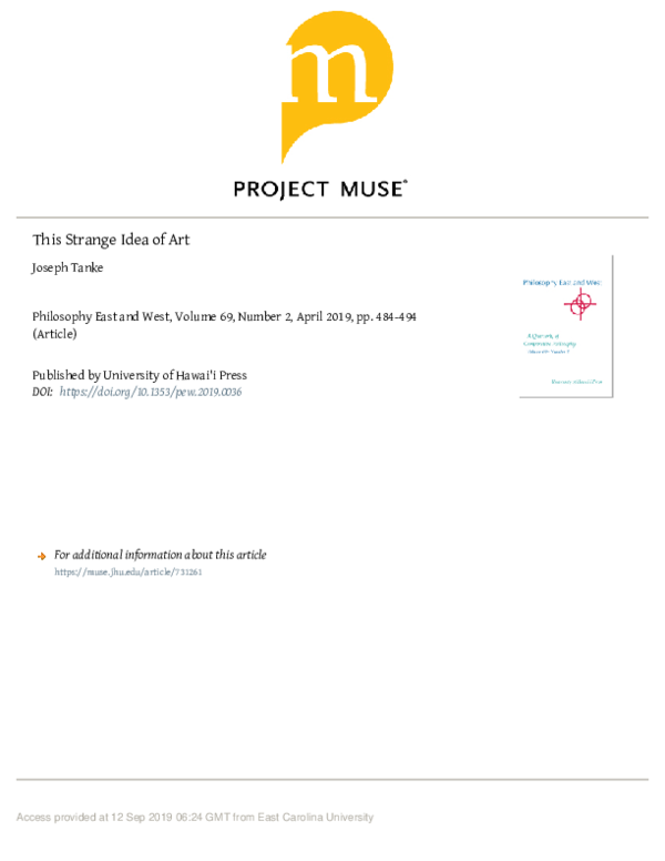 Pdf This Strange Idea Of Art