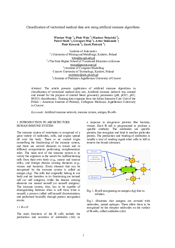 (PDF) D09: Classification of vectorized medical data sets using ...