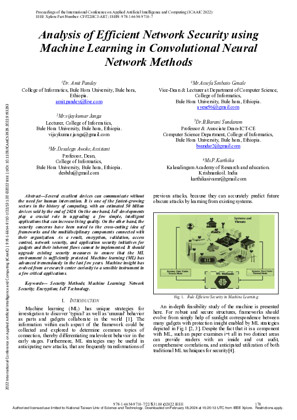 (PDF) Analysis of Efficient Network Security using Machine Learning in ...