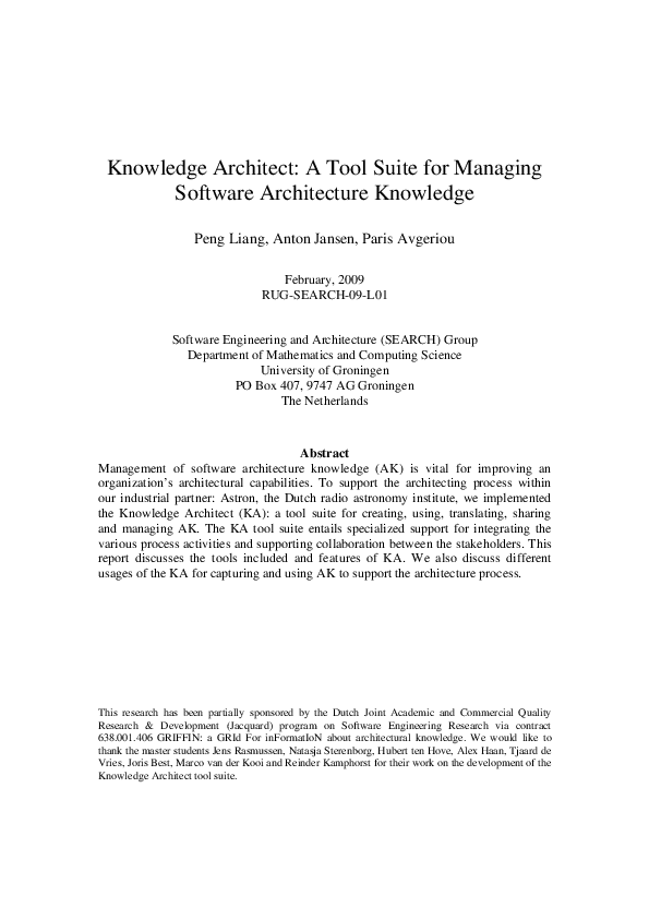 (PDF) Knowledge Architect: A tool suite for managing software ...