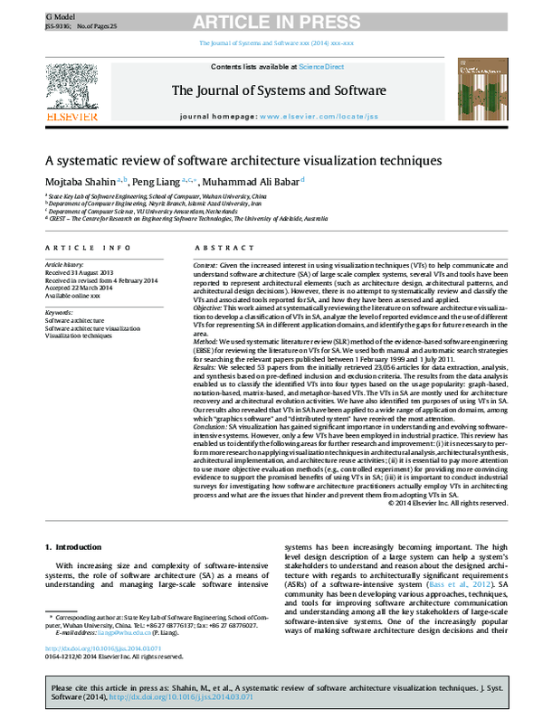 (PDF) A systematic review of software architecture visualization techniques