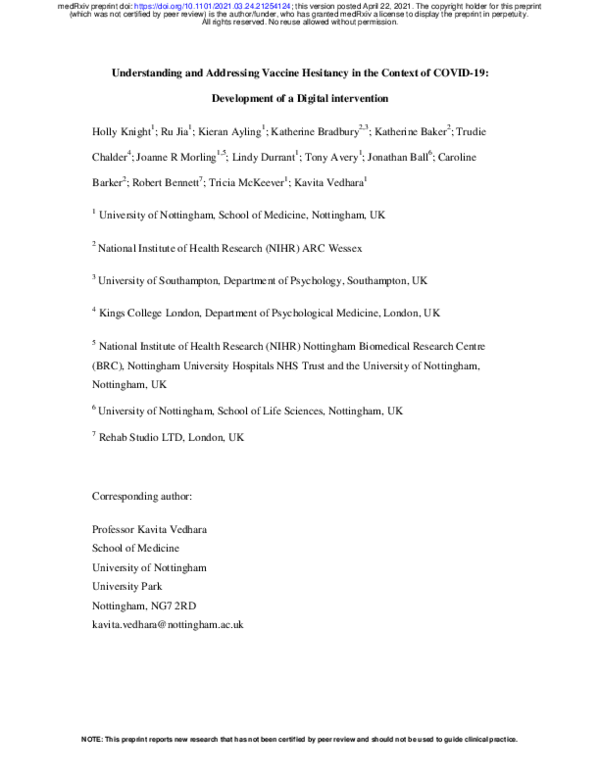 (PDF) Understanding and addressing vaccine hesitancy in the context of ...
