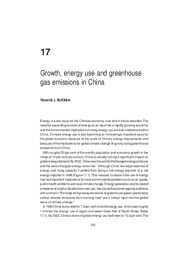 (PDF) Growth, energy use and greenhouse gas emissions in China