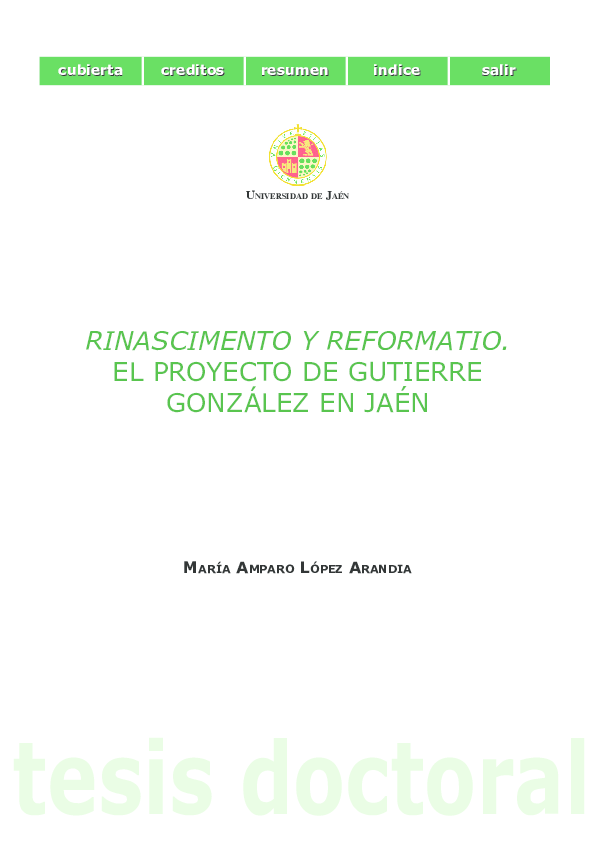 Rinascimento y Reformatio. El proyecto de Gutierre González en Jaén