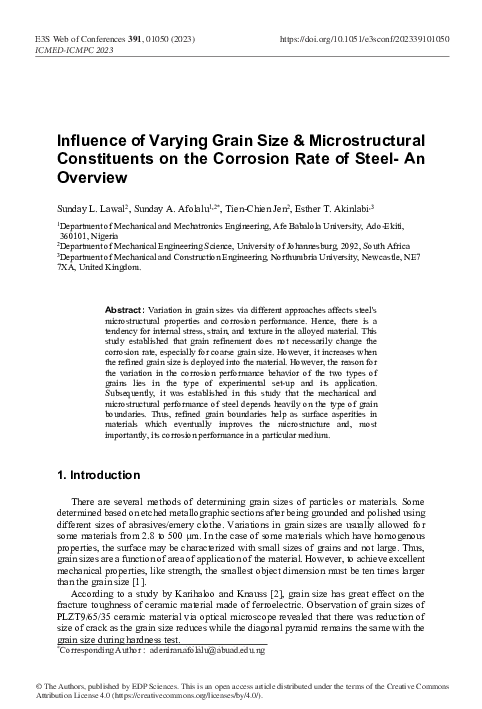 (PDF) Influence of Varying Grain Size & Microstructural Constituents on ...