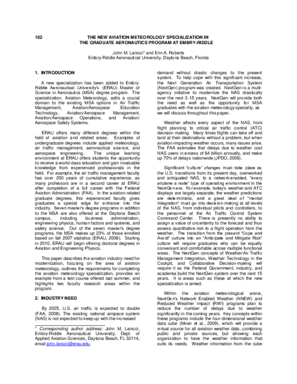 (PDF) The New Aviation Meteorology Specialization in the Graduate ...
