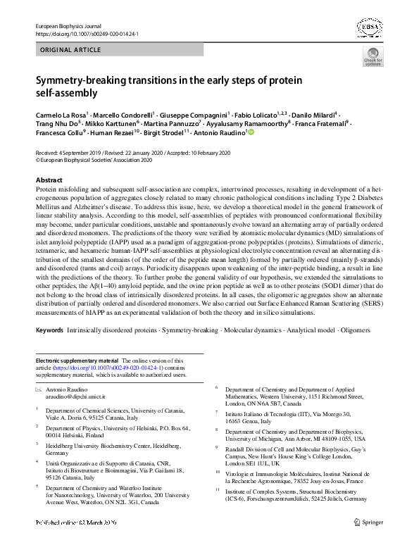 (PDF) Symmetry-breaking transitions in the early steps of protein self ...