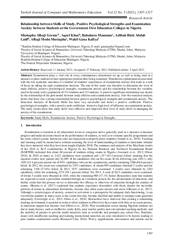 (PDF) Relationship between Skills of Study, Positive Psychological ...