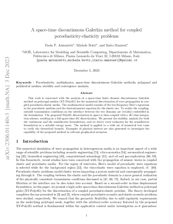 (PDF) A space-time discontinuous Galerkin method for coupled ...