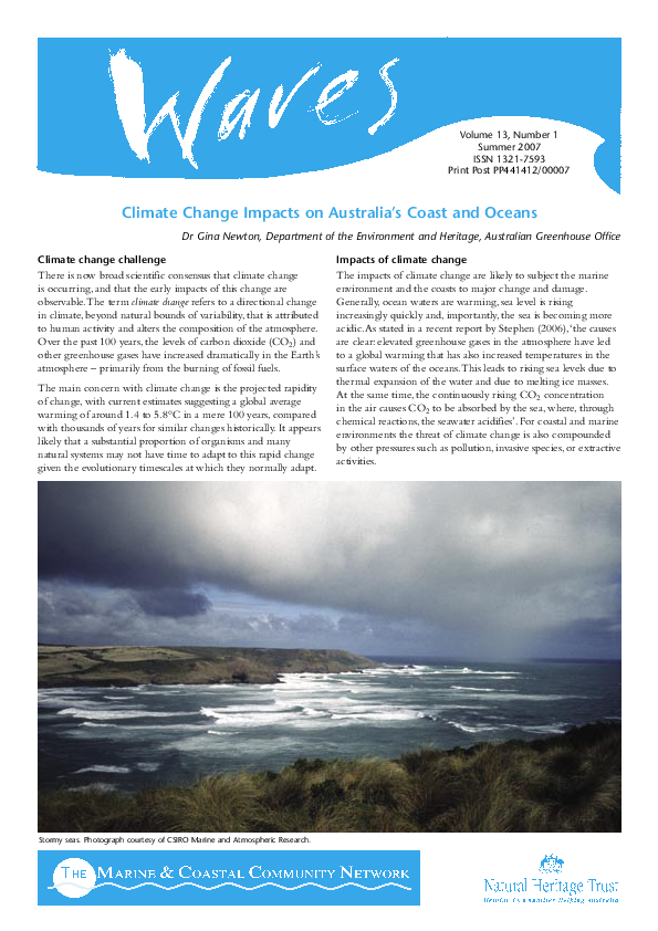 (PDF) Climate change impacts on Australia’s coast and oceans