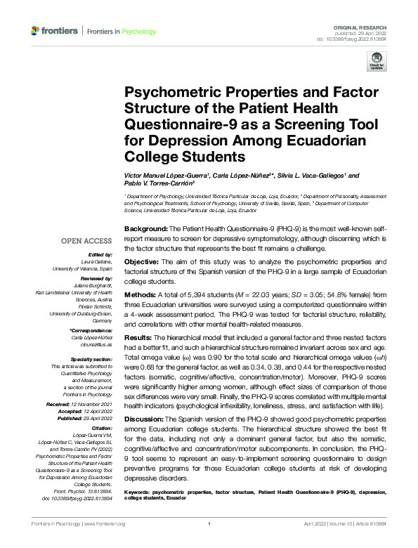 (PDF) Psychometric Properties and Factor Structure of the Patient ...