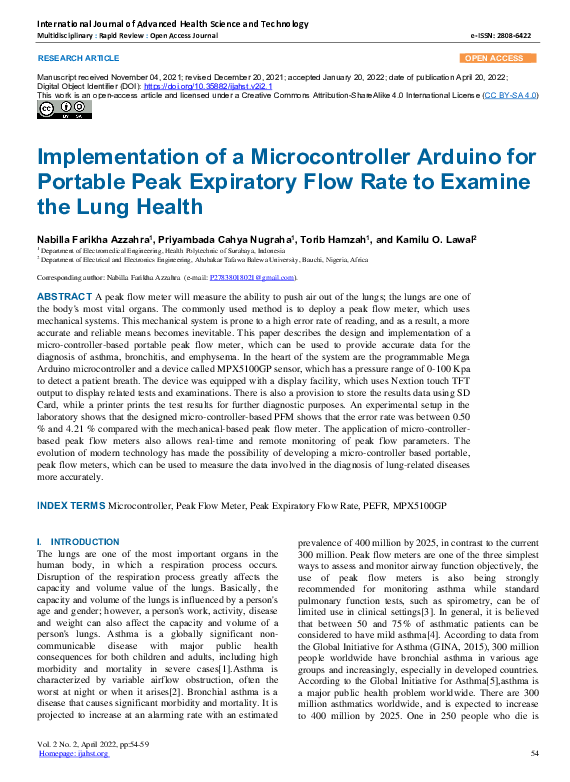 (PDF) Implementation of a Microcontroller Arduino for Portable Peak ...