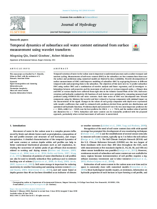 (PDF) Temporal dynamics of subsurface soil water content estimated from ...
