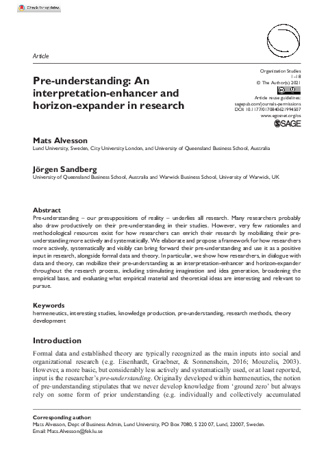 (PDF) Pre-understanding: An interpretation-enhancer and horizon ...