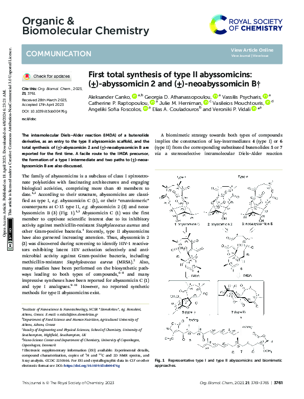 (PDF) First Total Synthesis of type II Abyssomicins: (±)-Abyssomicin 2 ...