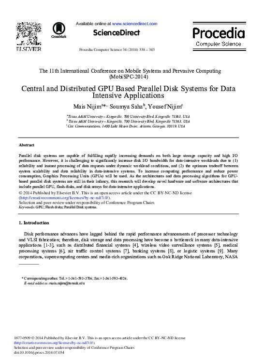 (PDF) Central and Distributed GPU based Parallel Disk Systems for Data ...