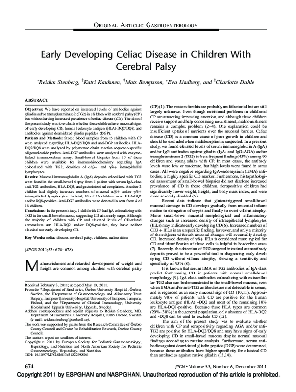 (PDF) A study on early developing celiac disease in children with ...