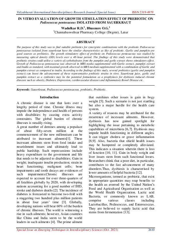 (PDF) IN VITRO EVALUATION OF GROWTH STIMULATION EFFECT OF PREBIOTIC ON ...