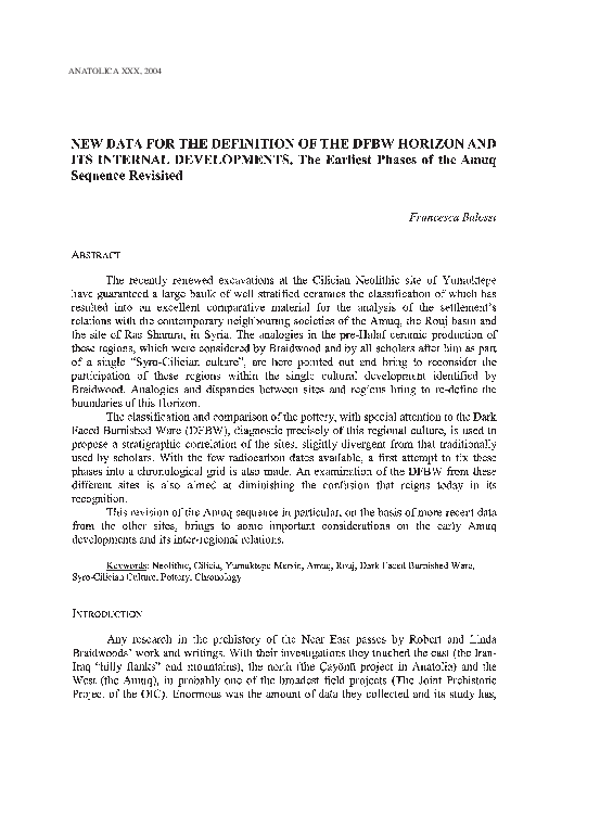 (PDF) New Data for the Definition of the DFBW Horizon and Its Internal ...
