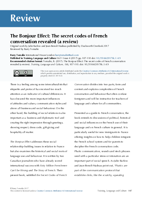 (PDF) The Bonjour Effect The secret codes of French conversation
