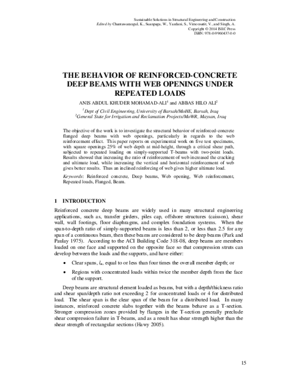 (PDF) The Behavior of Reinforced-Concrete Deep Beams with Web Openings ...