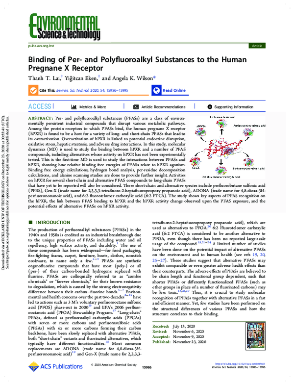 (PDF) Binding of per- and polyfluoroalkyl substances (PFASs) by organic ...