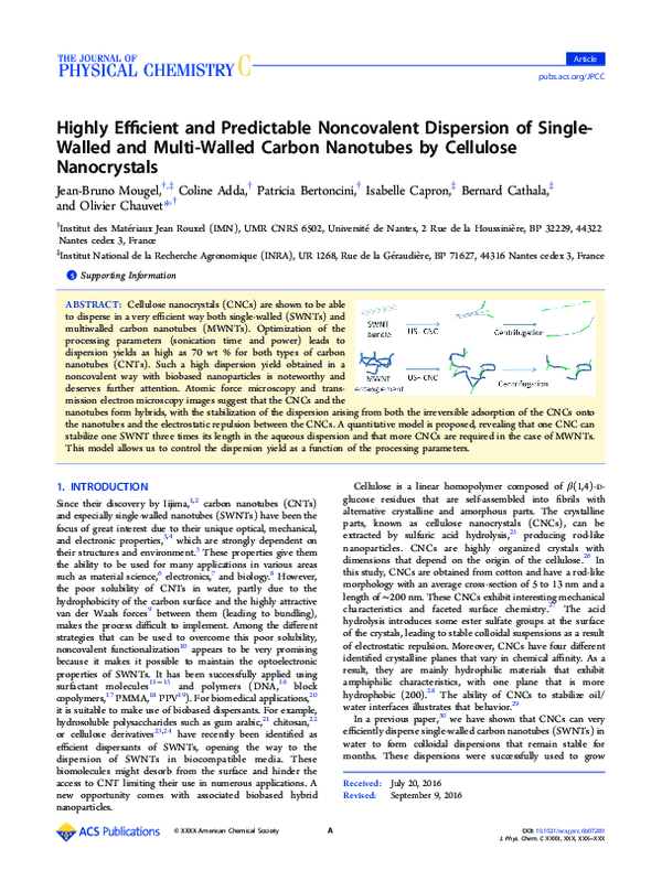 (PDF) Highly Efficient and Predictable Noncovalent Dispersion of Single ...