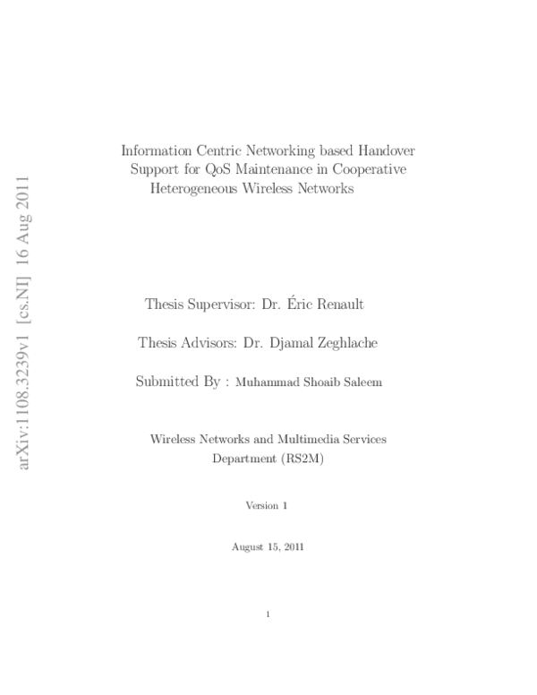 (PDF) Information Centric Networking based Handover Support for QoS ...