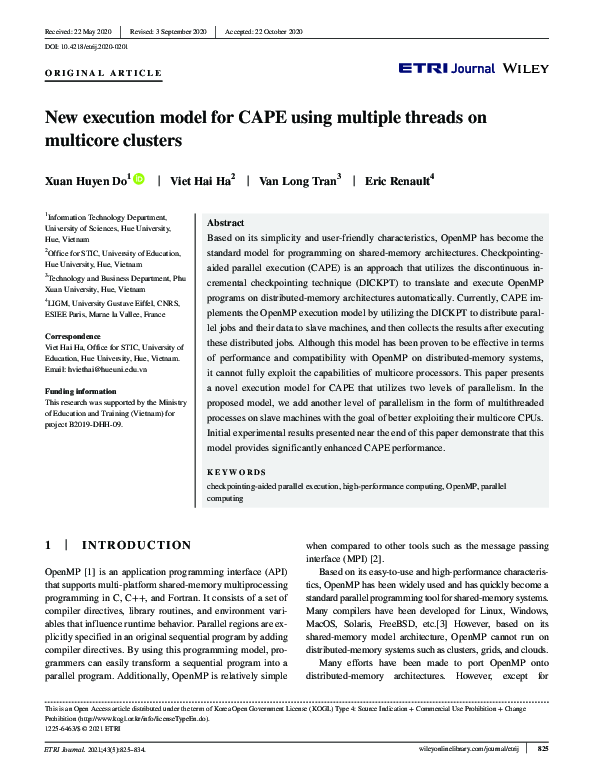 (PDF) New execution model for CAPE using multiple threads on multicore ...