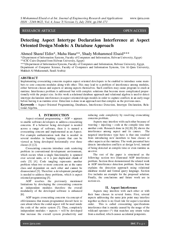 (PDF) Detecting Aspect Intertype Declaration Interference at Aspect ...