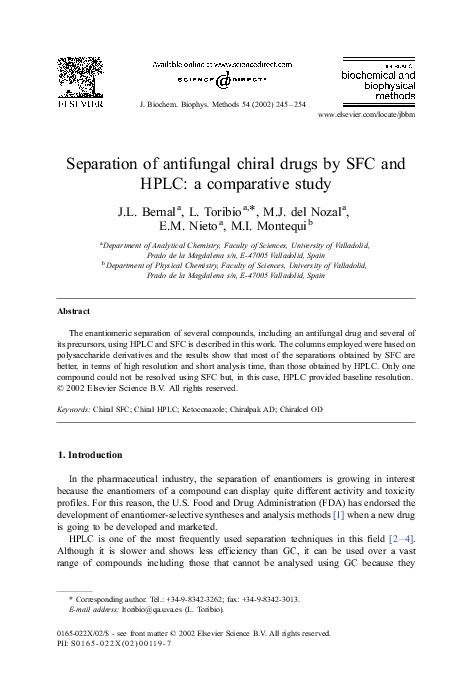 (PDF) Separation of antifungal chiral drugs by SFC and HPLC: a ...