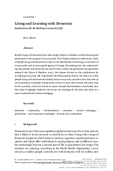 (PDF) Living and Learning with Dementia