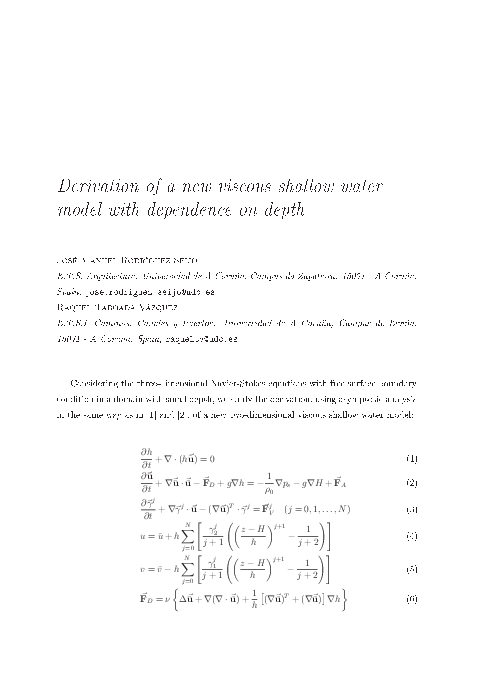 (PDF) Derivation of a new viscous shallow water model with dependenc on ...