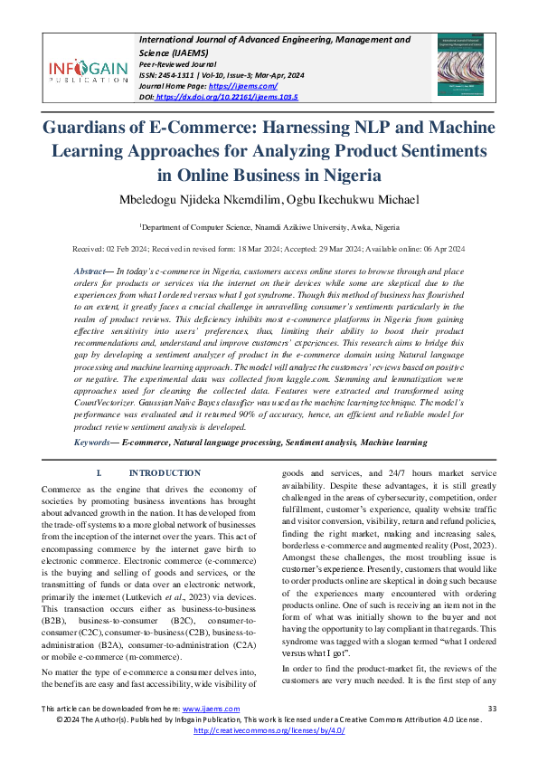 (PDF) Guardians of E-Commerce: Harnessing NLP and Machine Learning ...