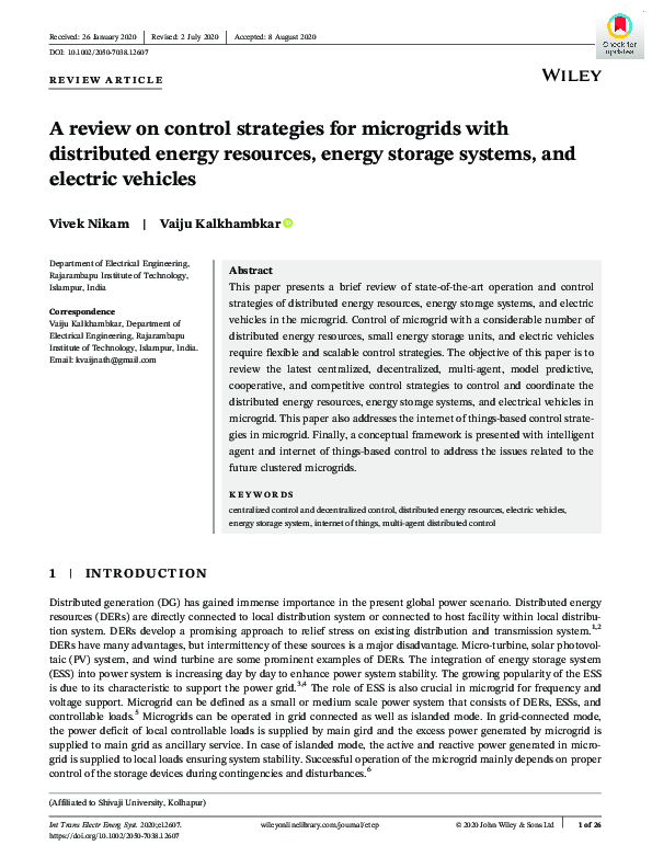 (PDF) A review on control strategies for microgrids with distributed ...